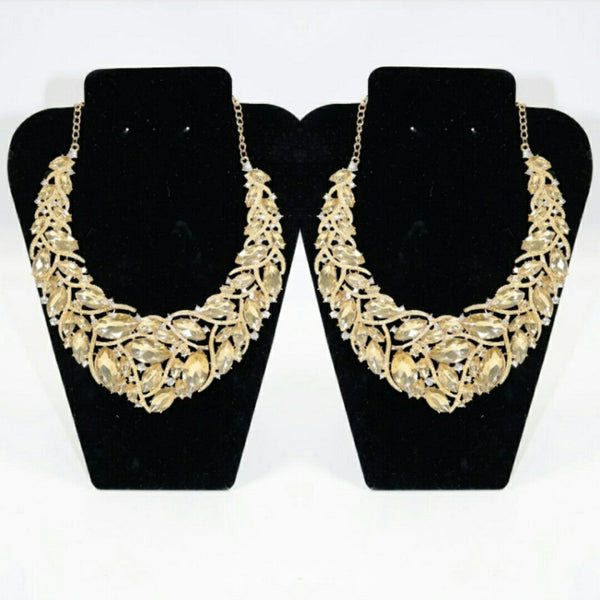 Golden Layered Rhinestone Necklace