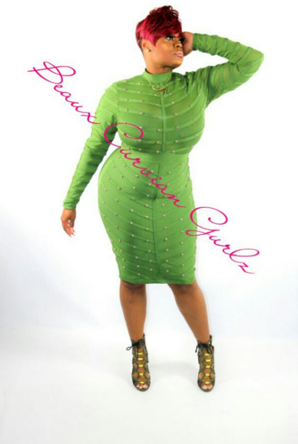 Olive Bandage Coutour Dress