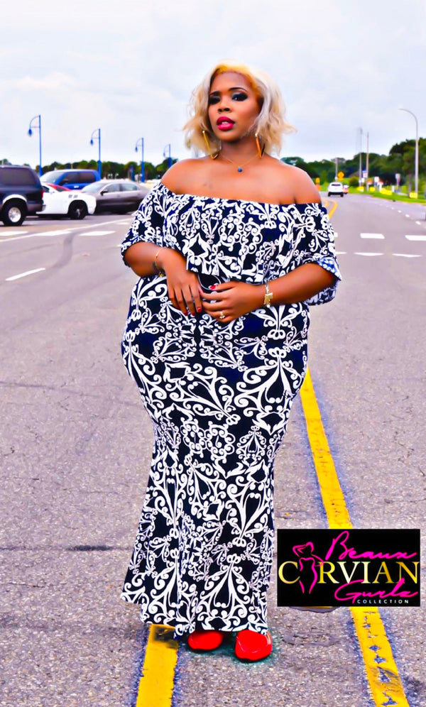 Navy Mosaic Maxi Dress